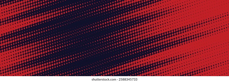 Halftone dots red and blue color pattern gradient grunge texture background. Dot pop art comic sport style vector illustration. 