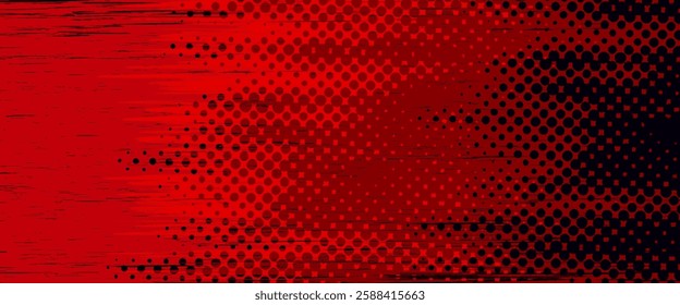 Halftone dots red and blue color pattern gradient grunge texture background. Dot pop art comic sport style vector illustration