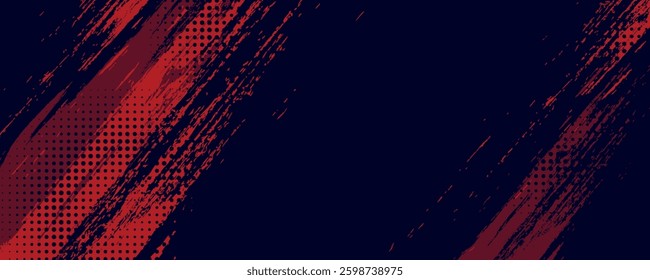 Halftone dots red and blue color pattern gradient grunge texture background. Dot pop art comic sport style vector illustration. grunge vector dots