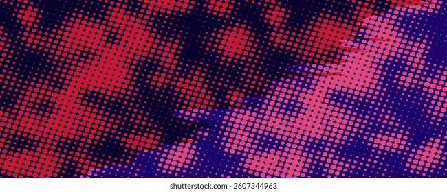 Halftone dots red and blue color pattern gradient grunge texture background. Dot pop art comic sport style vector illustration. grunge vector dots. eps10