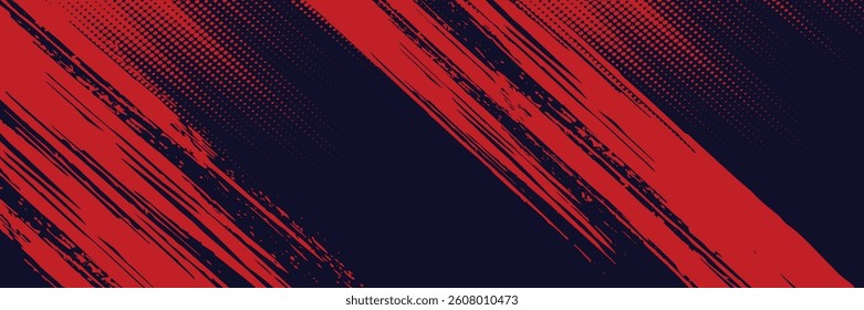 Halftone dots red and blue color pattern gradient grunge texture background. Dot pop art comic sport style vector illustration. 
