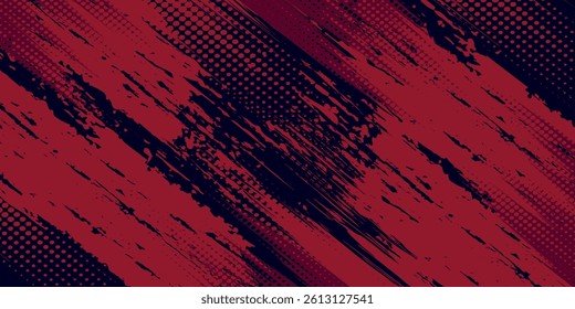 Halftone dots red and blue color pattern gradient grunge texture background. Dot pop art comic sport style vector illustration. grunge vector dots