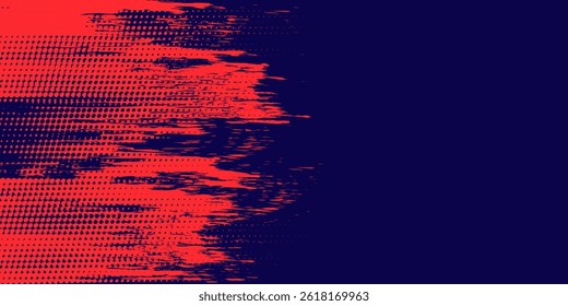 Halftone dots red and blue color pattern gradient grunge texture background. Dot pop art comic sport style vector illustration. grunge vector dots . eps 10
