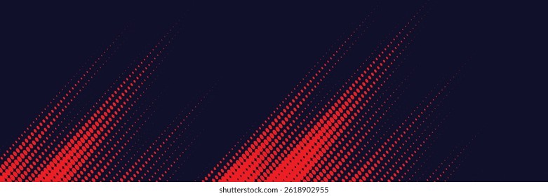 Fondo de textura grunge de gradiente de patrón de color rojo y azul con puntos de semitono. Ilustración vectorial de estilo deportivo de cómic de arte pop de punto.