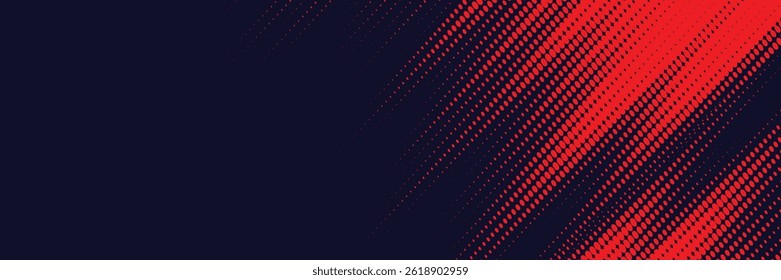 Fondo de textura grunge de gradiente de patrón de color rojo y azul con puntos de semitono. Ilustración vectorial de estilo deportivo de cómic de arte pop de punto.
