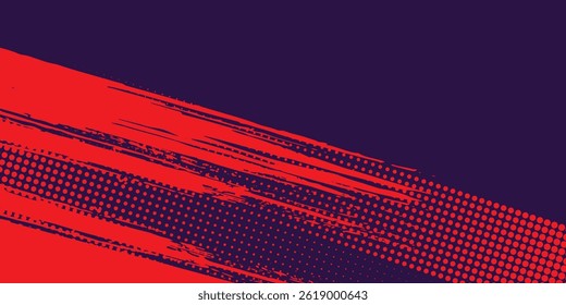 Halftone dots red and blue color pattern gradient grunge texture background. Dot pop art comic sport style vector illustration. grunge vector dots . eps 10
