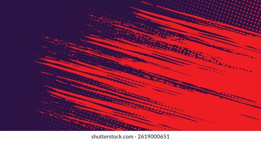 Halftone dots red and blue color pattern gradient grunge texture background. Dot pop art comic sport style vector illustration. grunge vector dots . eps 10
