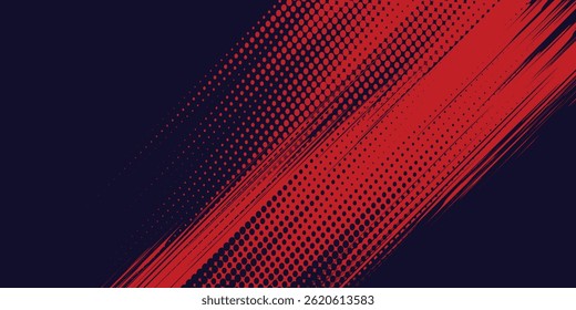 Halftone dots red and blue color pattern gradient grunge texture background. Dot pop art comic sport style vector illustration. grunge vector dots