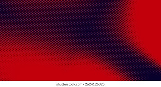Fondo de textura grunge de gradiente de patrón de color rojo y azul con puntos de semitono. Ilustración vectorial de estilo deportivo de cómic de arte pop de puntos. puntos de Vector grunge