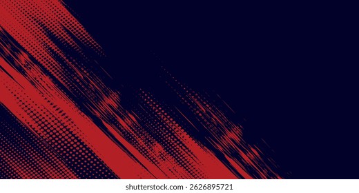 Meio-tom pontos vermelho e azul cor padrão gradiente gradiente textura fundo. Ponto pop art quadrinhos estilo esporte ilustração vetorial. grunge vetores pontos