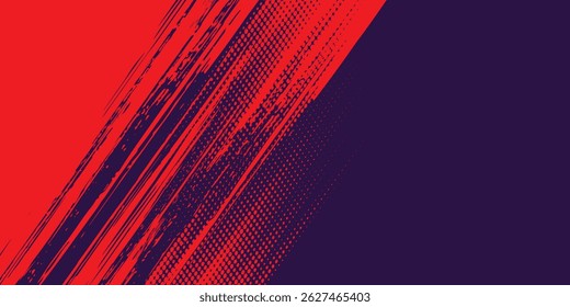 Halftone dots red and blue color pattern gradient grunge texture background. Dot pop art comic sport style vector illustration. grunge vector dots . eps 10
