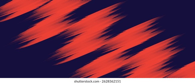 Fondo de textura grunge de gradiente de patrón de color rojo y azul con puntos de semitono. Ilustración vectorial de estilo cómico de punto de arte Pop. Puntos de Vector Grunge, eps10.