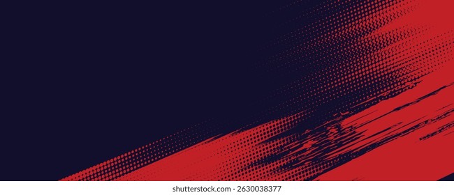 Halftone dots red and blue color pattern gradient grunge texture background. Dot pop art comic sport style vector illustration. grunge vector dots
