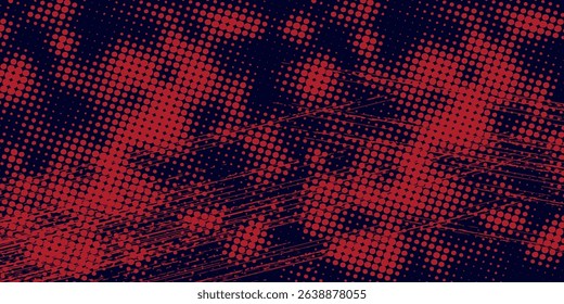 Halftone dots red and blue color pattern gradient grunge texture background. Dot pop art comic sport style vector illustration. grunge vector dots