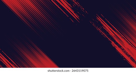 Halftone dots red and blue color pattern gradient grunge texture background. Dot pop art comic sport style arts background modern grunge red and black