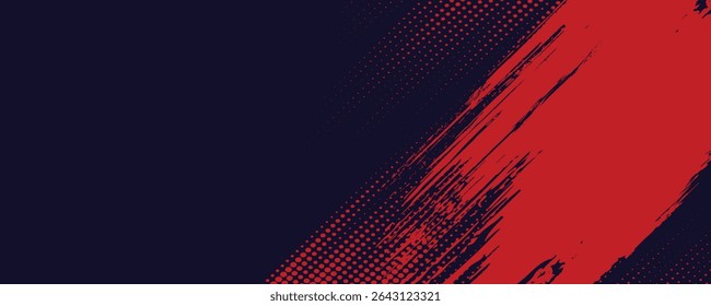 Meio-tom pontos vermelho e azul cor padrão gradiente gradiente textura fundo. Ponto pop art quadrinhos estilo esporte ilustração vetorial. grunge vetores pontos