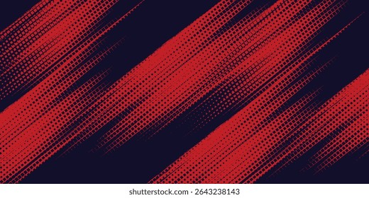 Halftone dots red and blue color pattern gradient grunge texture background. Dot pop art comic sport style arts background modern grunge red and black
