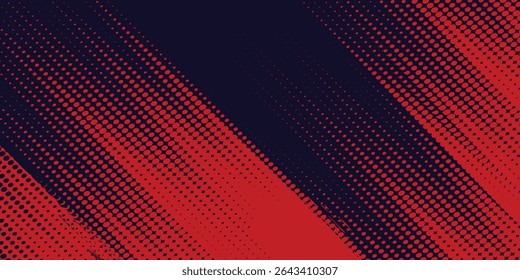 Halftone dots red and blue color pattern gradient grunge texture background. Dot pop art comic sport style arts background modern red grunge