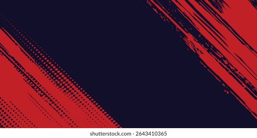 Fondo de textura grunge de gradiente de patrón de color rojo y azul con puntos de semitono. Dot pop art comic sport style arts fondo moderno rojo grunge