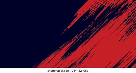 Halftone dots red and blue color pattern gradient grunge texture background. Dot pop art comic sport style vector illustration. grunge