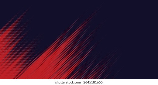 Halftone dots red and blue color pattern gradient grunge texture background. Dot pop art comic sport style arts background modern red grunge