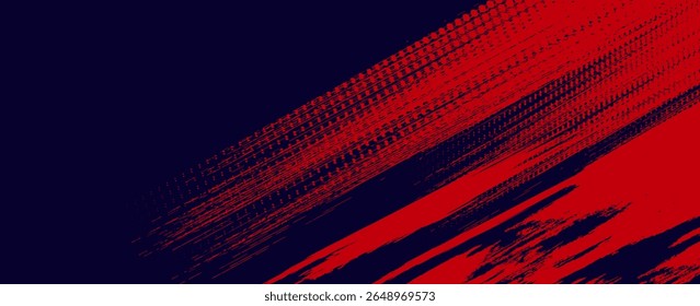Fondo de textura grunge de gradiente de patrón de color rojo y azul con puntos de semitono. Ilustración vectorial de estilo deportivo de cómic de arte pop de puntos. puntos de Vector grunge	
