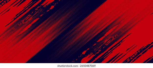 Meio-tom pontos vermelho e azul cor padrão gradiente gradiente textura fundo. ilustração do vetor do estilo do esporte da arte pop do ponto