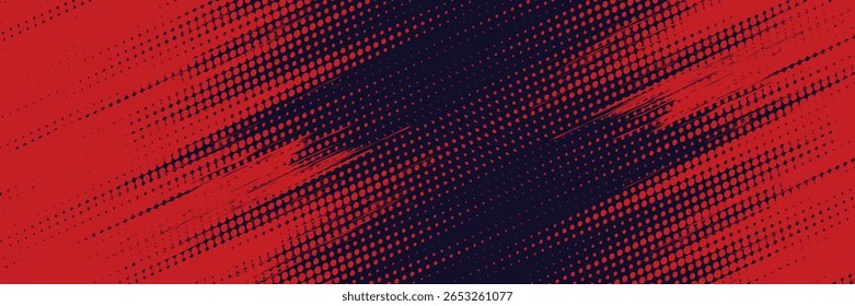 Halftone dots red and blue color pattern gradient grunge texture background. Dot pop art comic sport style vector illustration. grunge vector dots . eps 10
