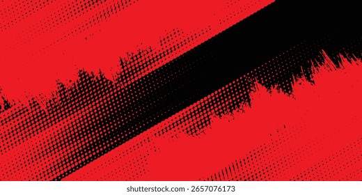 Fondo de textura grunge de gradiente de patrón de color rojo y azul con puntos de semitono. Ilustración vectorial de estilo deportivo de cómic de arte pop de punto. ilustración de Vector grunge	