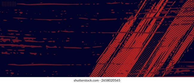 Halftone dots red and blue color pattern gradient grunge texture background. Dot pop art comic sport style vector illustration.