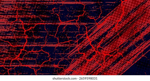 Fondo de textura grunge de gradiente de patrón de color rojo y azul con puntos de semitono. Ilustración vectorial de estilo deportivo de cómic de arte pop de puntos. puntos de Vector grunge