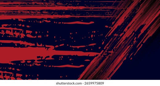 Fondo de textura grunge de gradiente de patrón de color rojo y azul con puntos de semitono. Ilustración vectorial de estilo deportivo de cómic de arte pop de puntos. puntos de Vector grunge