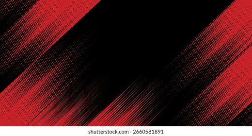 Fondo de textura grunge de gradiente de patrón de color rojo y azul con puntos de semitono. Ilustración vectorial de estilo deportivo de cómic de arte pop de punto. fondo moderno
