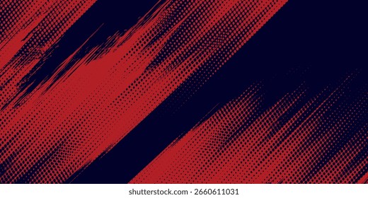 Rasterpunkte rot und blau Farbmuster Farbverlauf farbigen Textur Hintergrund. Dot Pop Art Comic Sport Stil Vektorgrafik. farbige Vektorpunkte