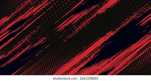 Fondo de textura grunge de gradiente de patrón de color rojo y azul con puntos de semitono. 