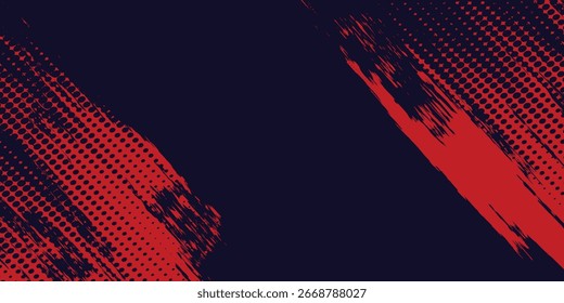 Halftone dots red and blue color pattern gradient grunge texture background. Dot pop art comic sport style arts background template