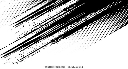 Fondo de textura grunge de gradiente de patrón de color rojo y azul con puntos de semitono. Ilustración vectorial de estilo deportivo de cómic de arte pop de puntos. puntos de Vector grunge. eps 10
