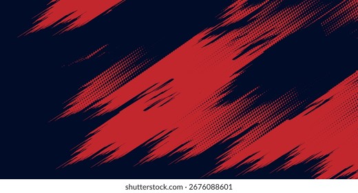 Halftone dots red and blue color pattern gradient grunge texture background. Pop art dot comic style vector illustration. Grunge vector dots