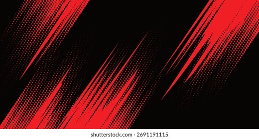 Fondo de textura grunge de gradiente de patrón de color rojo y azul con puntos de semitono. Ilustración vectorial de estilo deportivo de cómic de arte pop de punto.