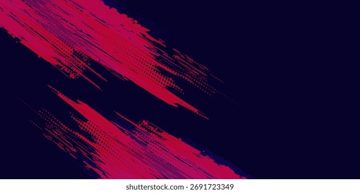 Fondo de textura grunge de gradiente de patrón de color rojo y azul con puntos de semitono. Ilustración vectorial de estilo deportivo de cómic de arte pop de puntos. puntos de Vector grunge	
