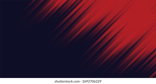 Fondo de textura grunge de gradiente de patrón de color rojo y azul con puntos de semitono. Ilustración vectorial de estilo deportivo de cómic de arte pop de puntos. puntos de Vector grunge