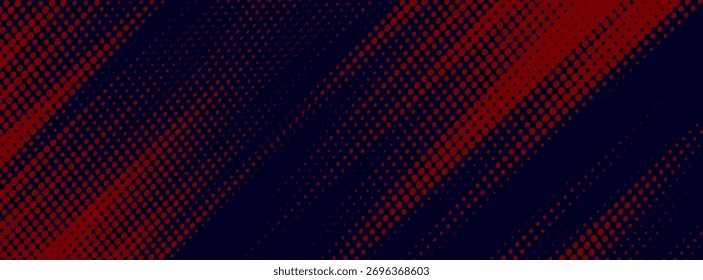 Fondo de textura grunge de gradiente de patrón de color rojo y azul con puntos de semitono. Ilustración vectorial de estilo deportivo de cómic de arte pop de punto. fondo moderno