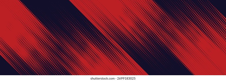 Halftone dots red and blue color pattern gradient grunge texture background. Dot pop art comic sport style arts background modern grunge red and black