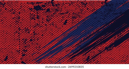 Halftone dots red and blue color pattern gradient grunge texture background. Dot pop art comic sport style vector illustration. grunge vector dots