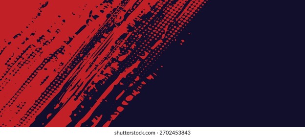 Halftone dots red and blue color pattern gradient grunge texture background. Dot pop art comic sport style vector illustration