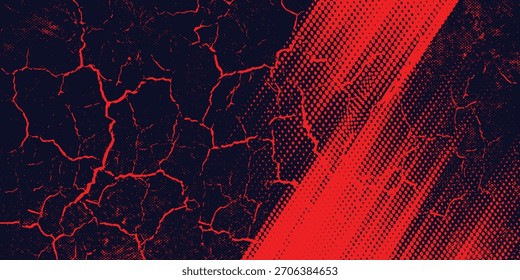 Halftone dots red and blue color pattern gradient grunge texture background. Dot pop art comic sport style vector illustration.