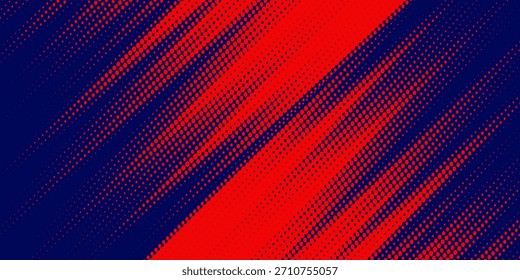 Halftone dots red and blue color pattern gradient grunge texture background. Dot pop art comic sport style vector illustration. modern background