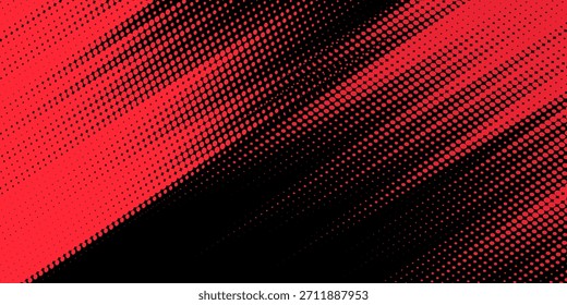 Fondo de textura grunge de gradiente de patrón de color rojo y azul con puntos de semitono. Ilustración vectorial de estilo deportivo de cómic de arte pop de punto. fondo moderno