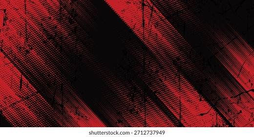 Fondo de textura grunge de gradiente de patrón de color rojo y azul con puntos de semitono. Ilustración vectorial de estilo deportivo de cómic de arte pop de punto. fondo moderno