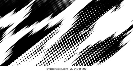 Fondo de textura grunge de gradiente de patrón de color rojo y azul con puntos de semitono. Ilustración vectorial de estilo deportivo de cómic de arte pop de puntos. puntos de Vector grunge. eps 10
